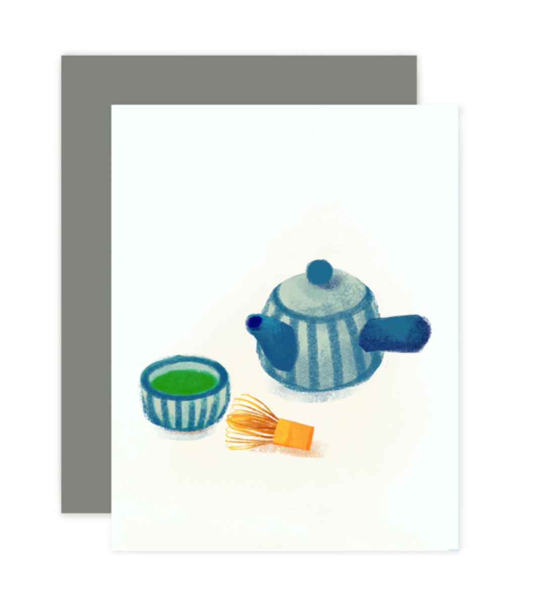 Chafinity Green Tea Greeting Card (Handwritten)